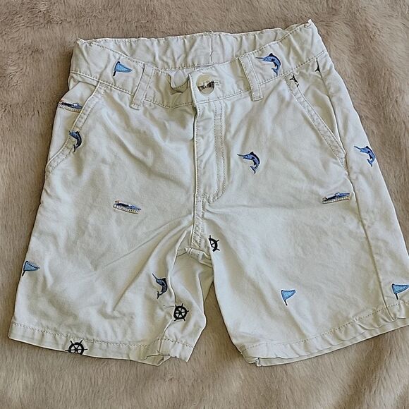 JANIE AND JACK TAN EMBROIDERED NAUTICA THEME SHORTS, SIZE 2T - Picture 1 of 7